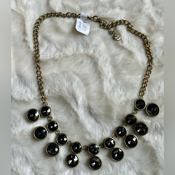 LOFT gold tone Smokey stone necklace NWT - Picture 2 of 4